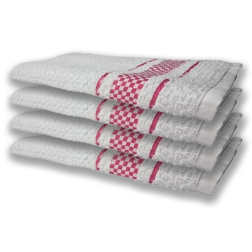 4 Panos De Prato Atoalhado Felpudo 370G/M² Premium Rosa - 1
