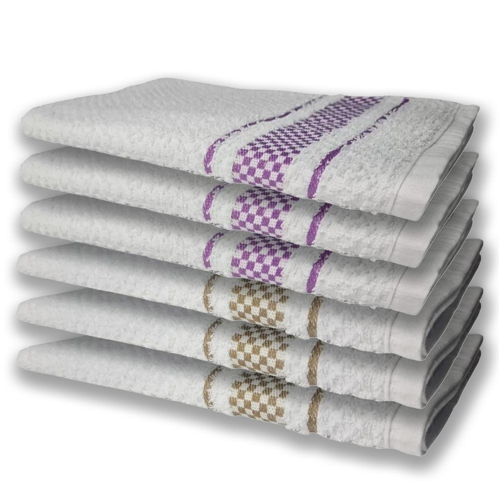 6 Panos De Prato Atoalhado Felpudo Premium Roxo+Marrom - 5