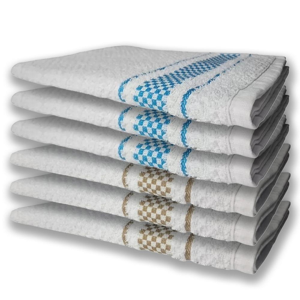6 Panos De Prato Atoalhado Felpudo Premium Azul+Marrom - 1