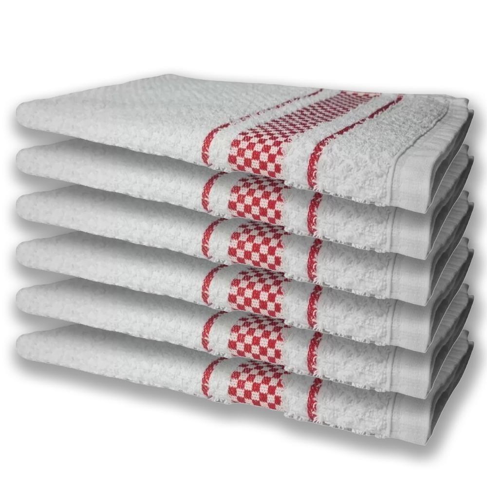 6 Panos De Prato Atoalhado Felpudo 370G/M² Premium Vermelho - 1