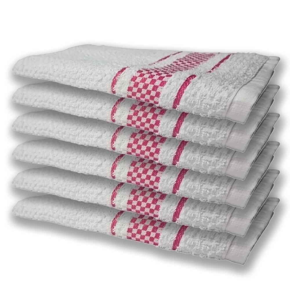 6 Panos De Prato Atoalhado Felpudo 370G/M² Premium Rosa - 5