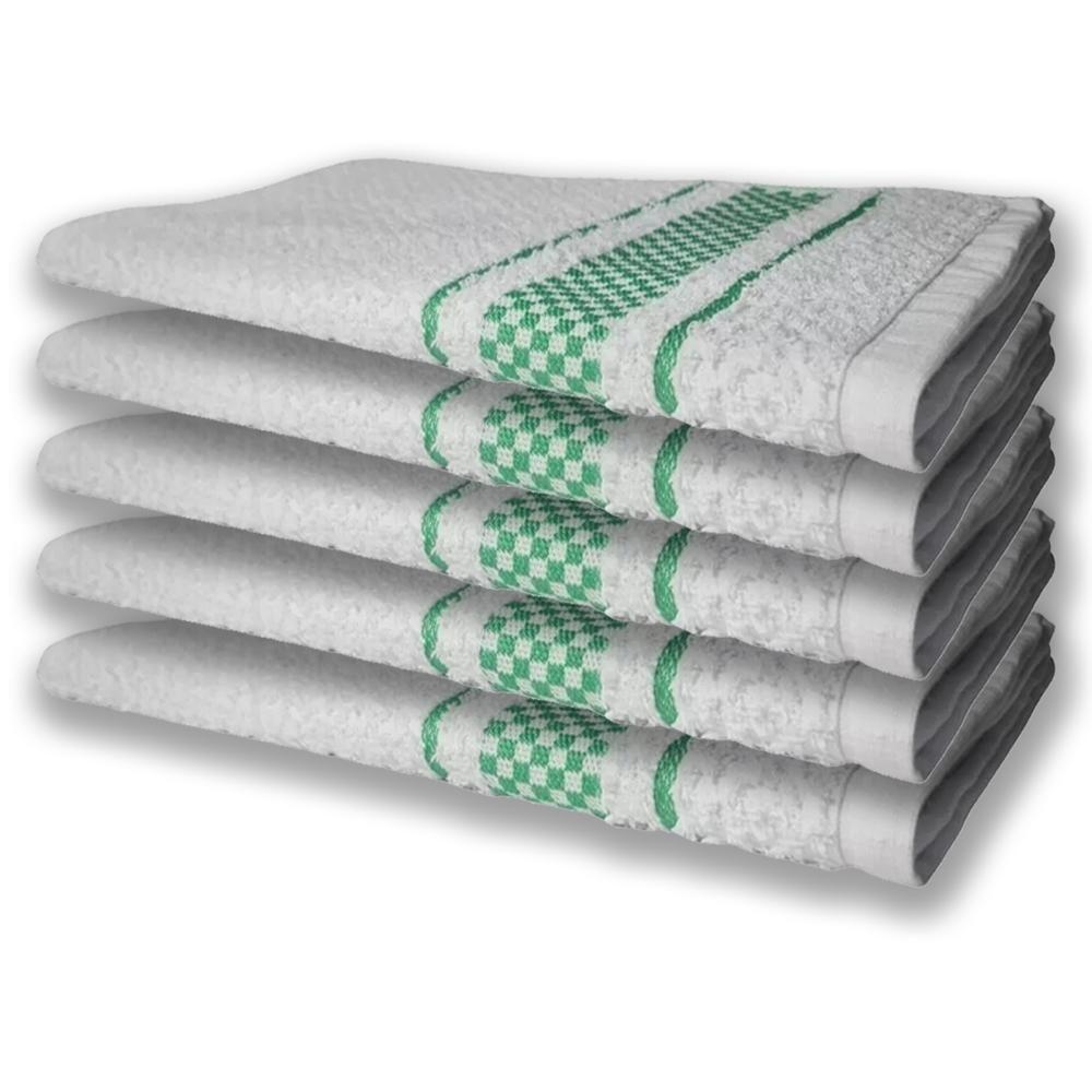 5 Panos De Prato Atoalhado Felpudo 370G/M² Premium Verde - 1