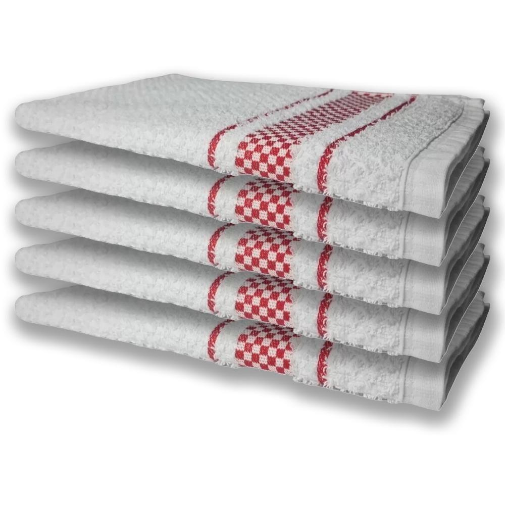 5 Panos De Prato Atoalhado Felpudo 370G/M² Premium Vermelho - 1