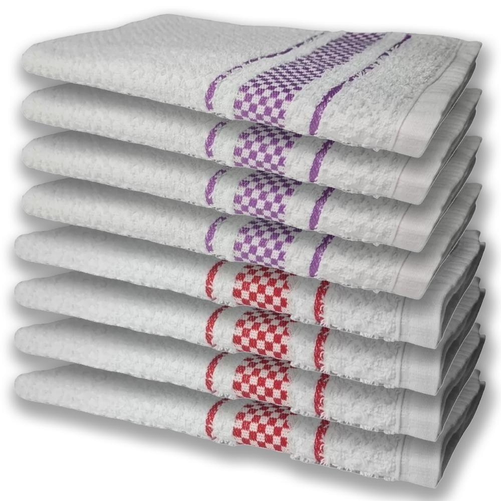 8 Panos De Prato Atoalhado Felpudo Premium 4 Vermelho 4 Roxo - 5