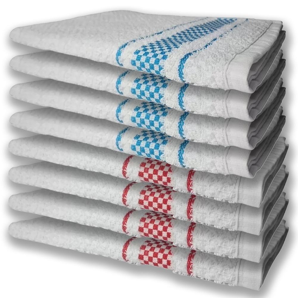 8 Panos De Prato Atoalhado Felpudo Premium 4 Vermelho 4 Azul - 1