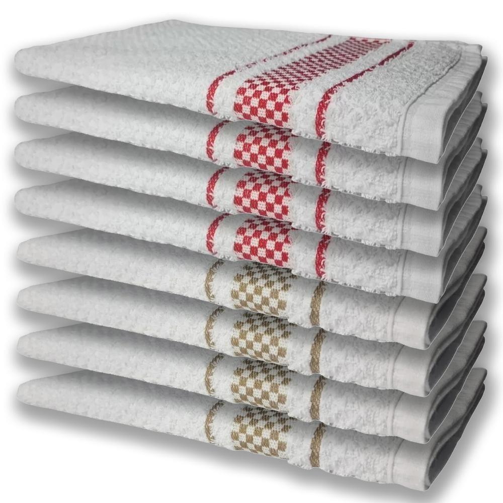 8 Panos De Prato Atoalhado Premium 4 Vermelho 4 Marrom - 5