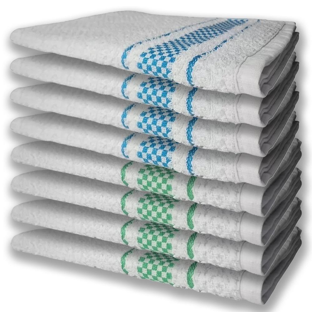 8 Panos De Prato Atoalhado Felpudo Premium 4 Azul 4 Verde - 5