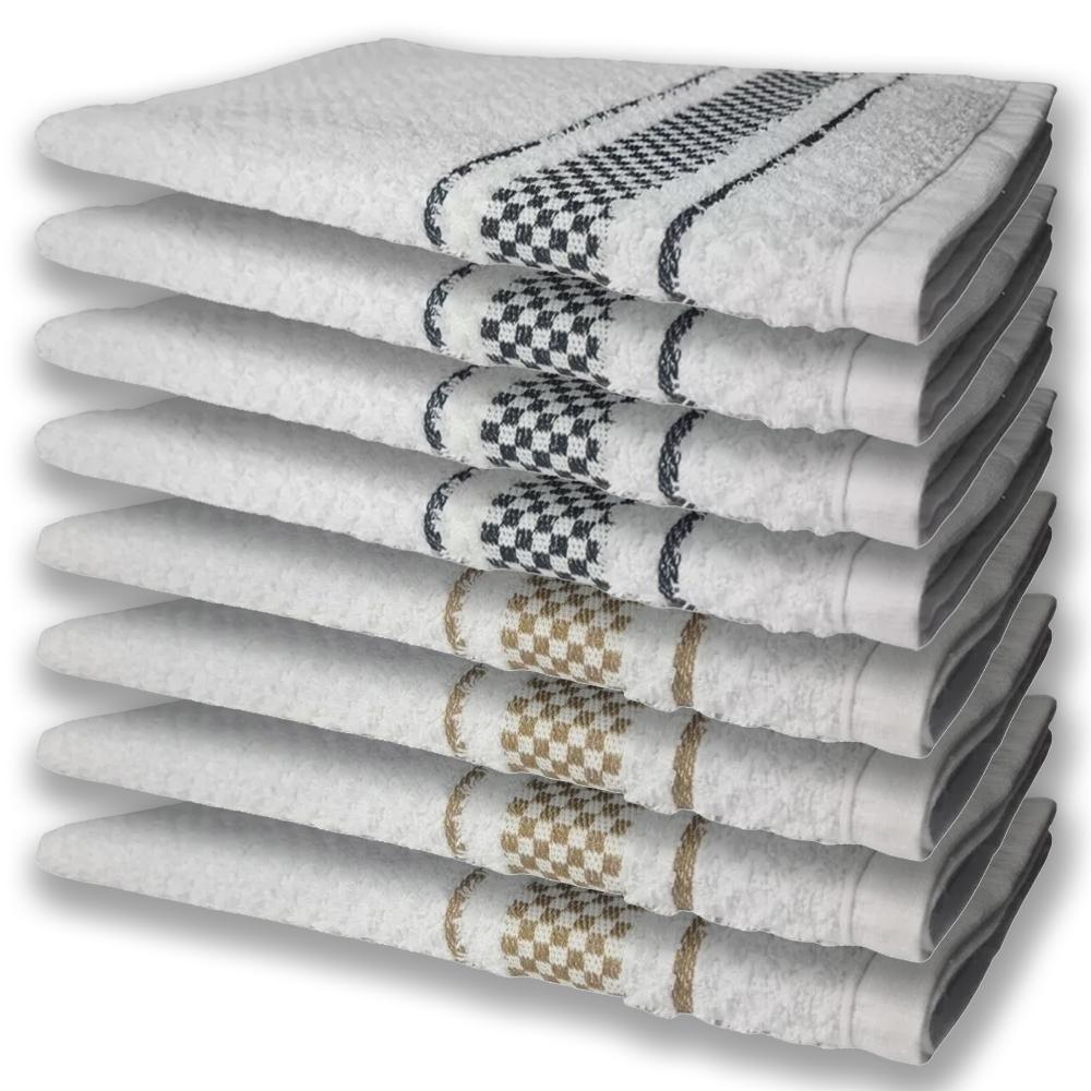 8 Panos De Prato Atoalhado Felpudo Premium 4 Preto 4 Marrom - 1