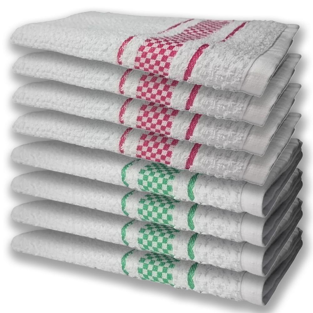 8 Panos De Prato Atoalhado Felpudo Premium 4 Rosa 4 Verde - 1