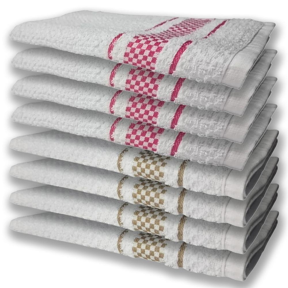 8 Panos De Prato Atoalhado Felpudo Premium 4 Rosa 4 Marrom - 1