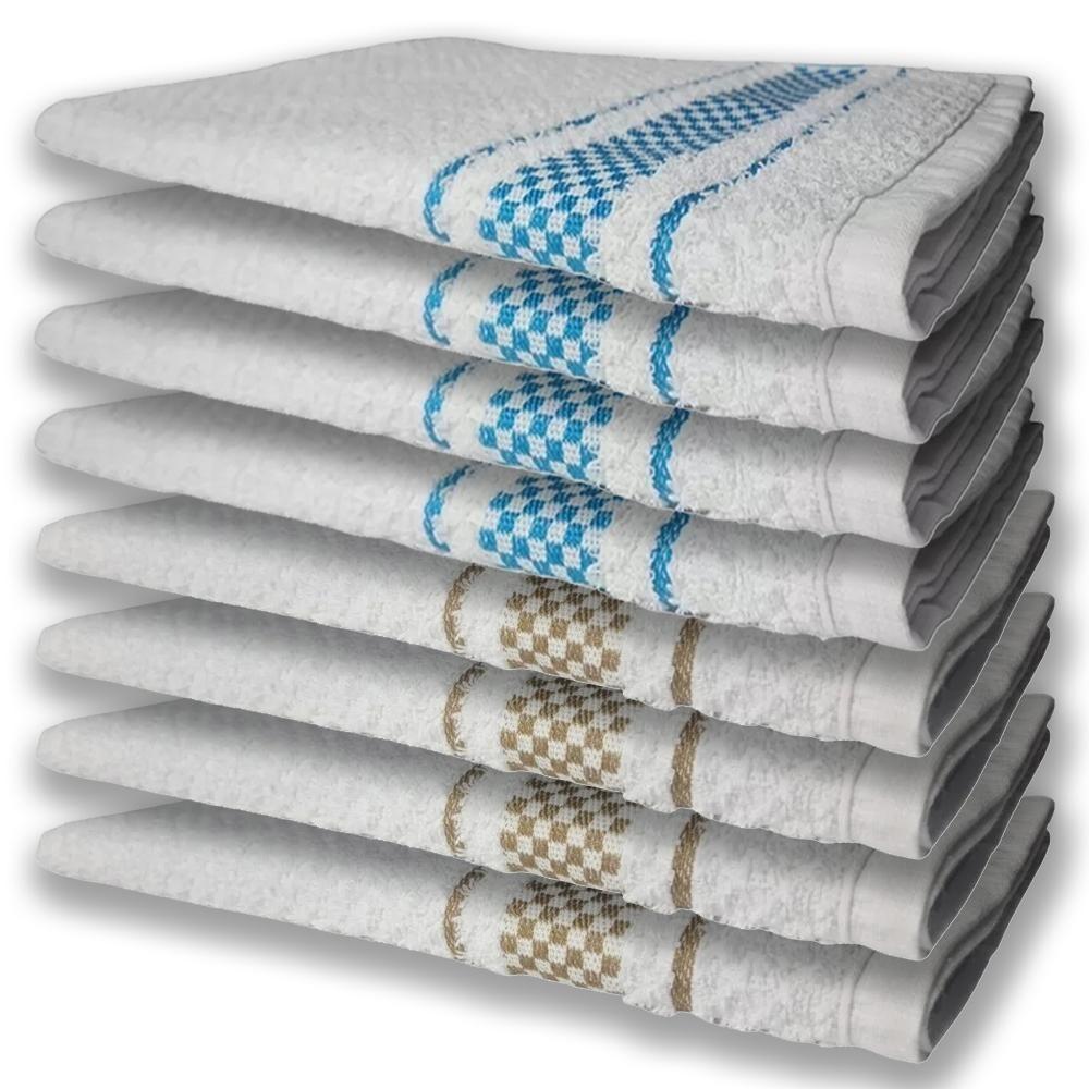 8 Panos De Prato Atoalhado Felpudo Premium 4 Azul 4 Marrom - 1