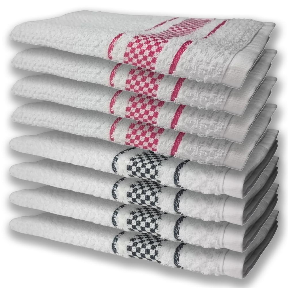 8 Panos De Prato Atoalhado Felpudo Premium 4 Rosa 4 Preto - 1