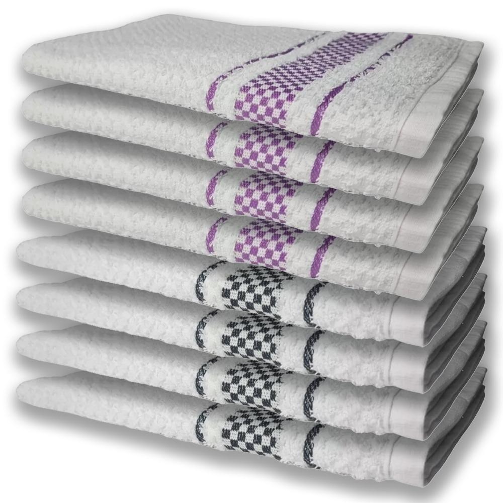 8 Panos De Prato Atoalhado Felpudo Premium 4 Roxo 4 Preto - 1