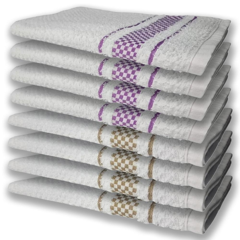 8 Panos De Prato Atoalhado Felpudo Premium 4 Roxo 4 Marrom - 1