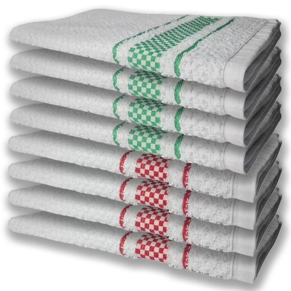 8 Panos De Prato Atoalhado Premium 4 Vermelho 4 Verde - 1