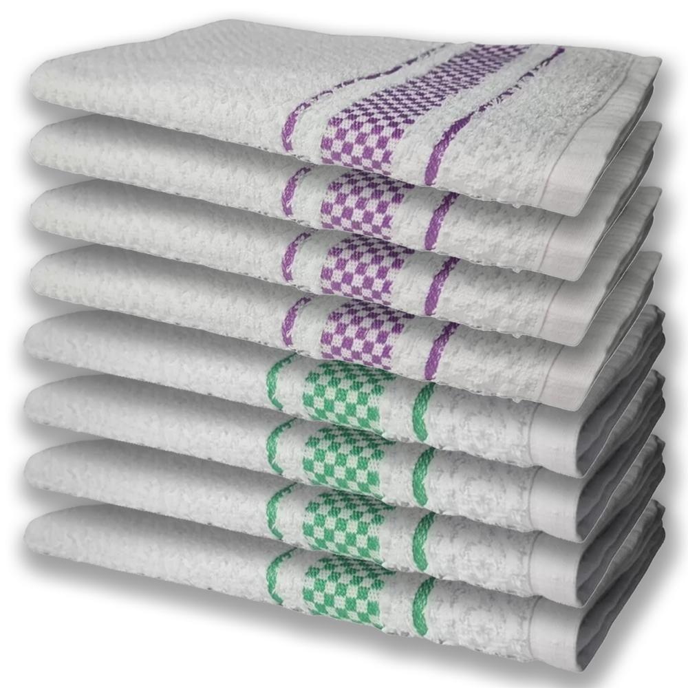 8 Panos De Prato Atoalhado Felpudo Premium 4 Roxo 4 Verde - 1