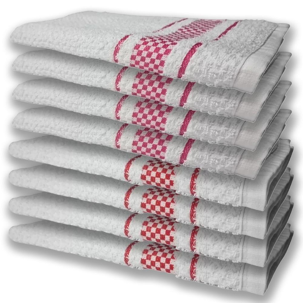 8 Panos De Prato Atoalhado Felpudo Premium 4 Vermelho 4 Rosa - 1