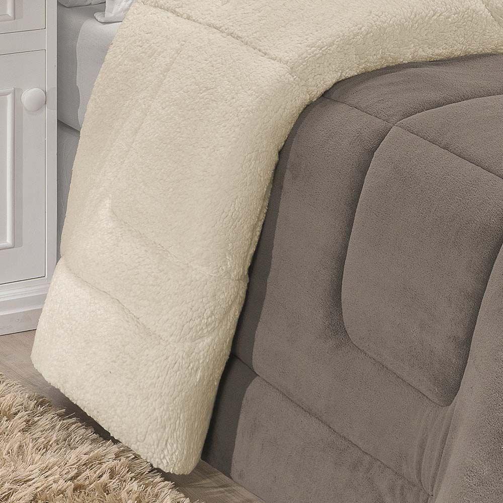 Coberdrom Robust Solteiro Manta Soft Sherpa 1 Peça Cinza - 3