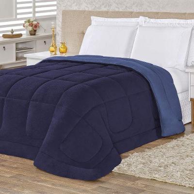 Coberdrom Queen Isis Malha + Manta Flannel 1pç - Azul