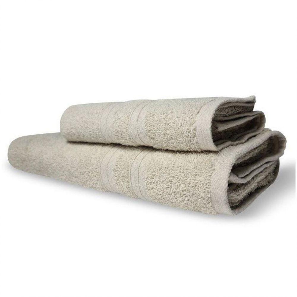 Jogo 2 Toalhas Lisboa 1 Banho 1 Rosto Grossa 100% Algodão 430g/m² Bege - 1