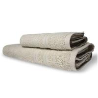 Jogo 2 Toalhas Lisboa 1 Banho 1 Rosto Grossa 100% Algodão 430g/m² Bege