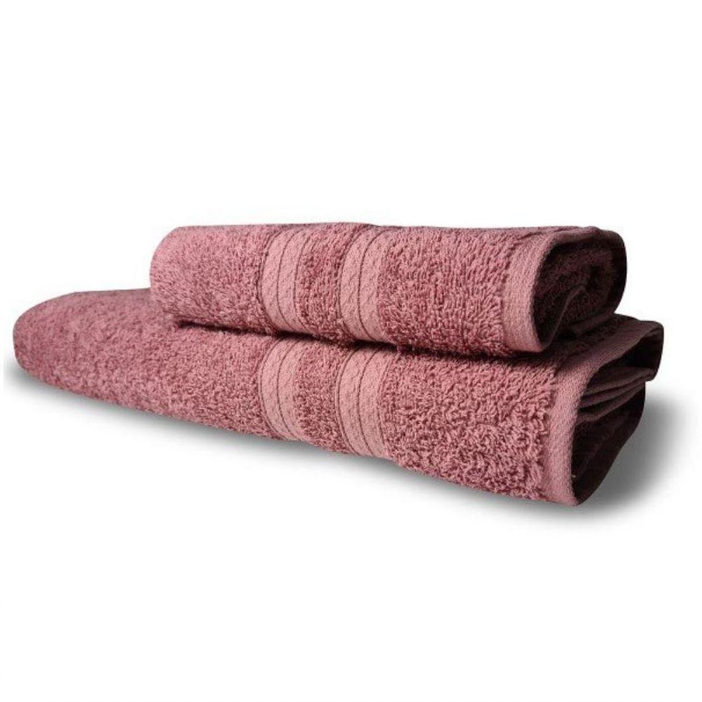 Jogo 2 Toalhas Lisboa 1 Banho 1 Rosto Grossa 100% Algodão 430g/m² Rosê - 5