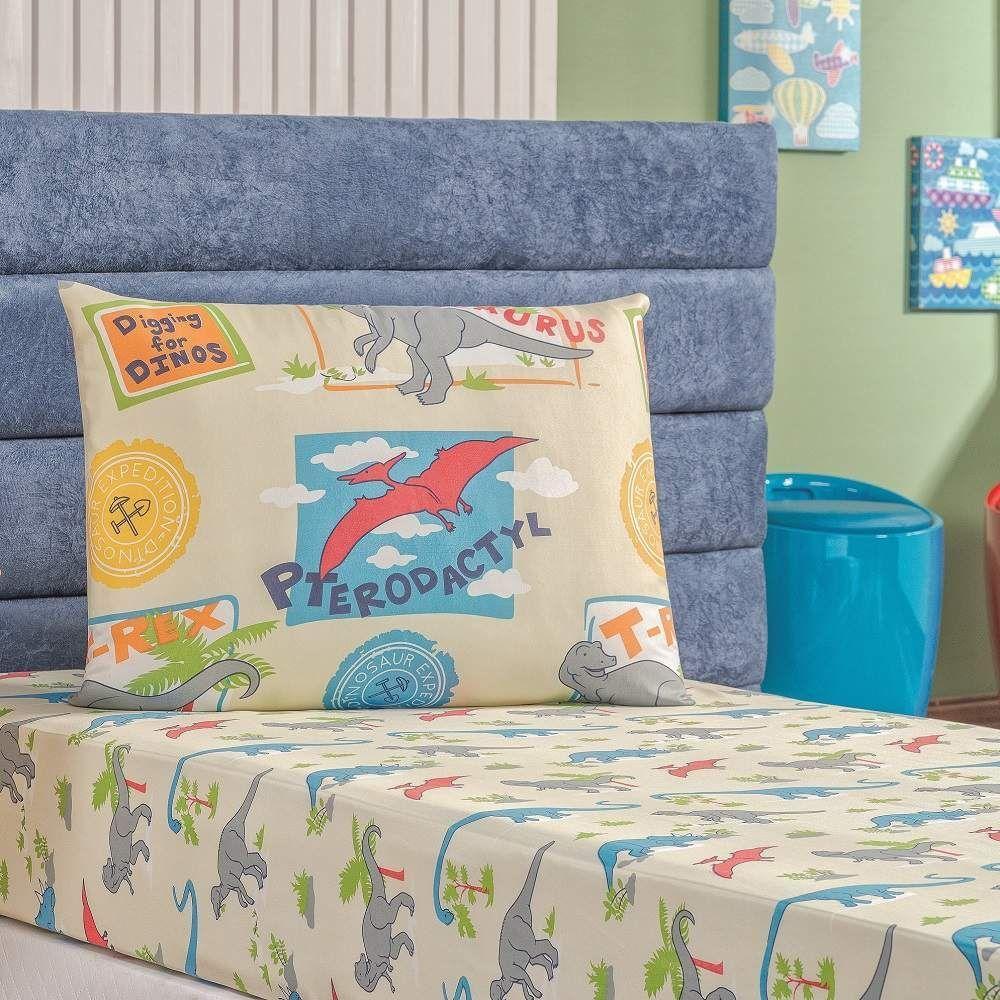 Jogo De Cama Solteiro Babel Em Microfibra 2 Peças Kids Dinos - 1