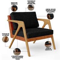 Kit 04 Poltronas Sala L02 Couríssimo Camel Linho Chumbo - 6