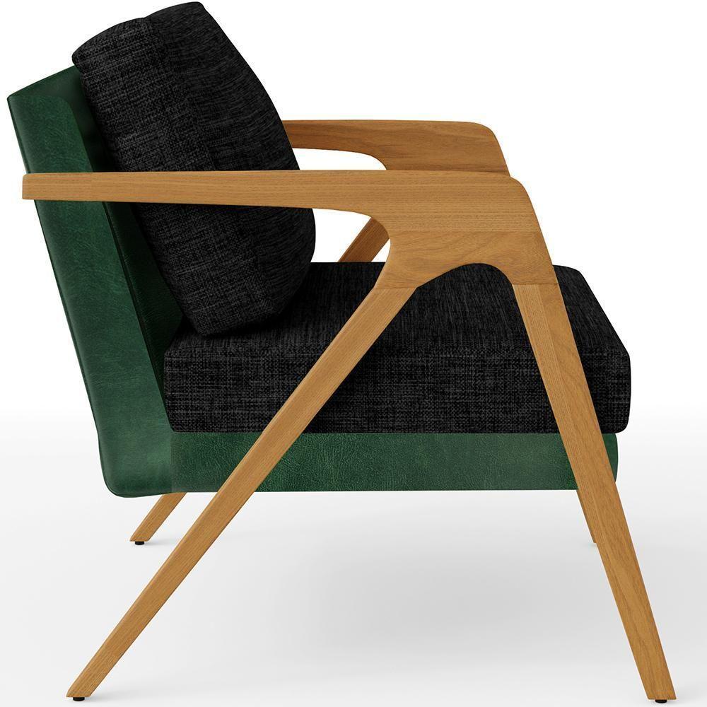 Kit 03 Poltronas Sala L02 Facto Verde Musgo Linho Chumbo - 3