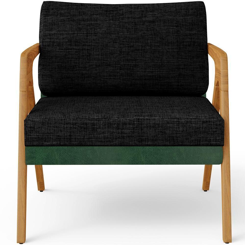 Kit 03 Poltronas Sala L02 Facto Verde Musgo Linho Chumbo - 4