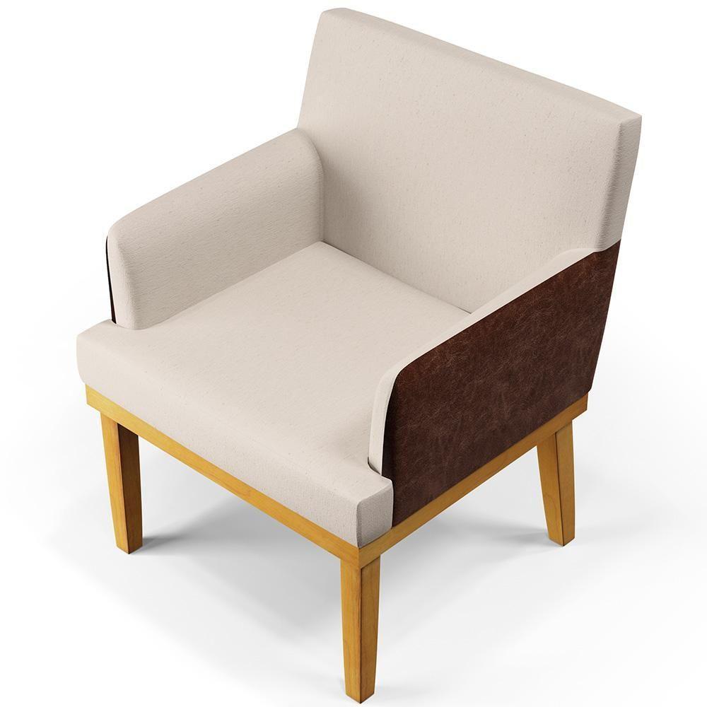 Kit 3 Poltronas Beatriz W01 Linho Cru Couríssimo Marrom - 4