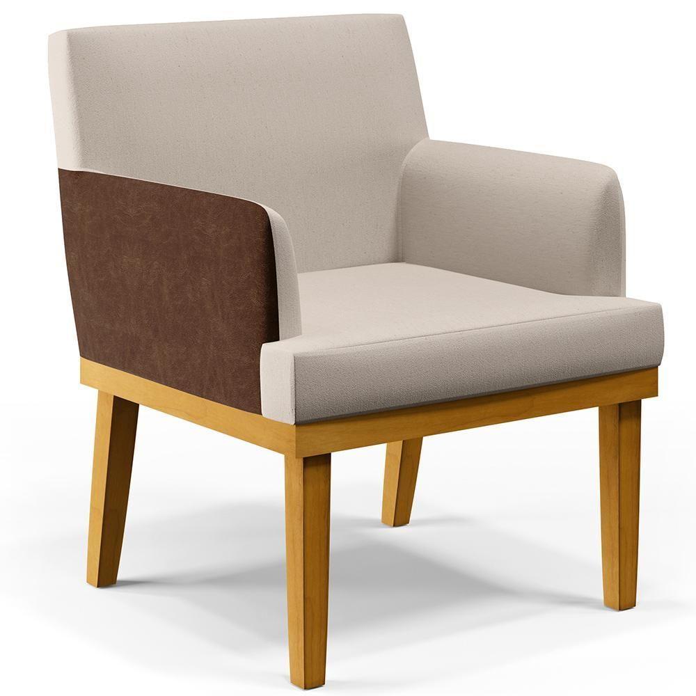 Kit 3 Poltronas Beatriz W01 Linho Cru Couríssimo Marrom - 10