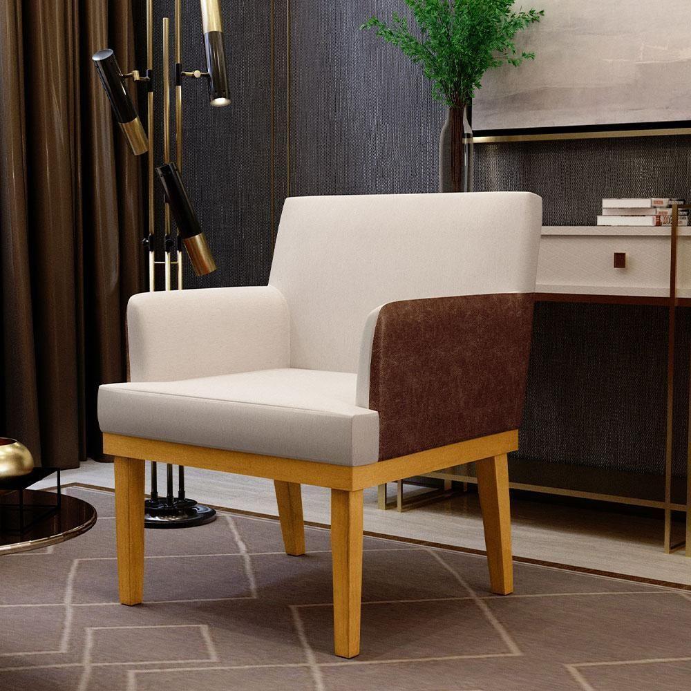 Kit 3 Poltronas Beatriz W01 Linho Cru Couríssimo Marrom - 11