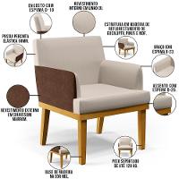 Kit 3 Poltronas Beatriz W01 Linho Cru Couríssimo Marrom - 15