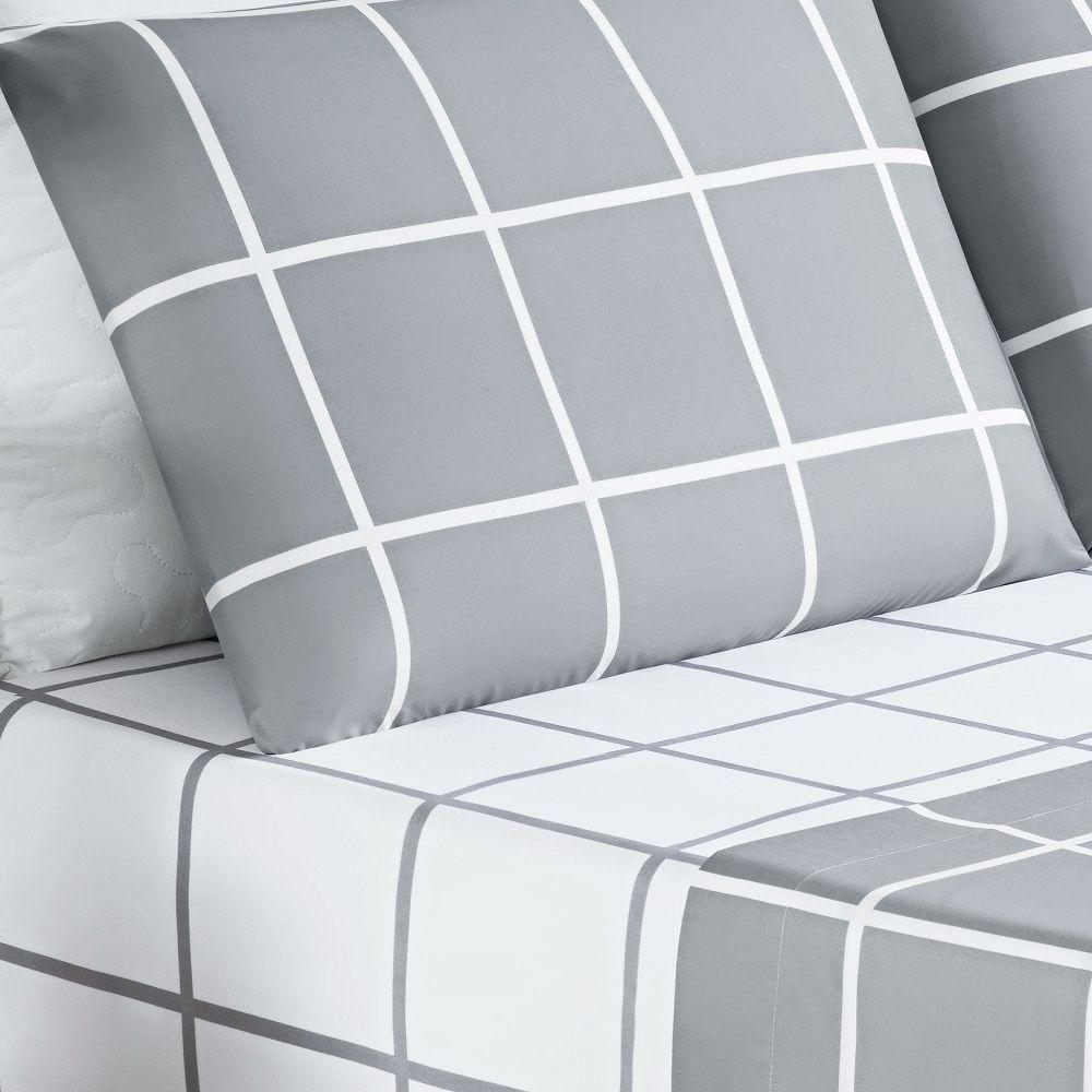 Jogo De Lençol King Square 4 Peças Cinza - 2