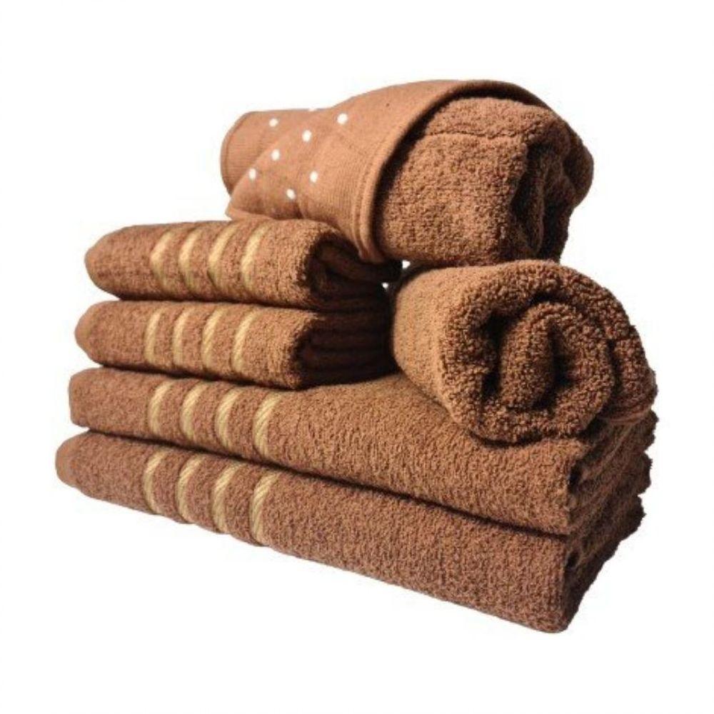 Jogo De Toalhas 2 Banho 2 Rosto 2 Piso - 6pçs Dubai 100% Algodão Marrom - 4