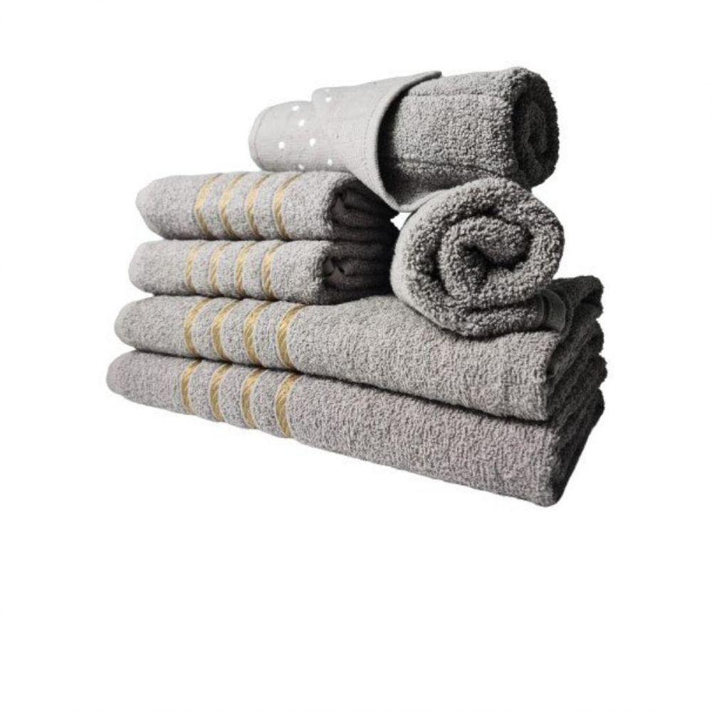 Jogo De Toalhas 2 Banho 2 Rosto 2 Piso - 6 Pçs Dubai 100% Algodão Cinza - 2