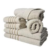 Jogo De Toalhas 2 Banho 2 Rosto 2 Piso - 6 Pçs Dubai 100% Algodão Bege - 3