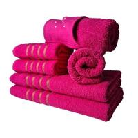 Jogo De Toalhas 2 Banho 2 Rosto 2 Piso - 6 Pçs Dubai 100% Algodão Rosa
