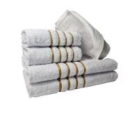 Jogo De Toalha 2 Banho 2 Rosto 1 Piso - 5pçs Coleção Dubai 100% Algodão Branca - 1