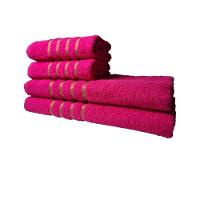 Jogo De Toalha 2 Banho 2 Rosto - 4pçs Coleção Dubai 100% Algodão Pink