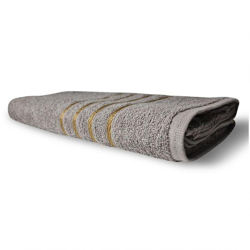 Jogo De Toalha 2 Banho 2 Rosto - 4pçs Coleção Dubai 100% Algodão Cinza - 5