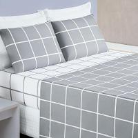 Jogo De Lençol Solteiro Square 3 Peças Cinza - 1