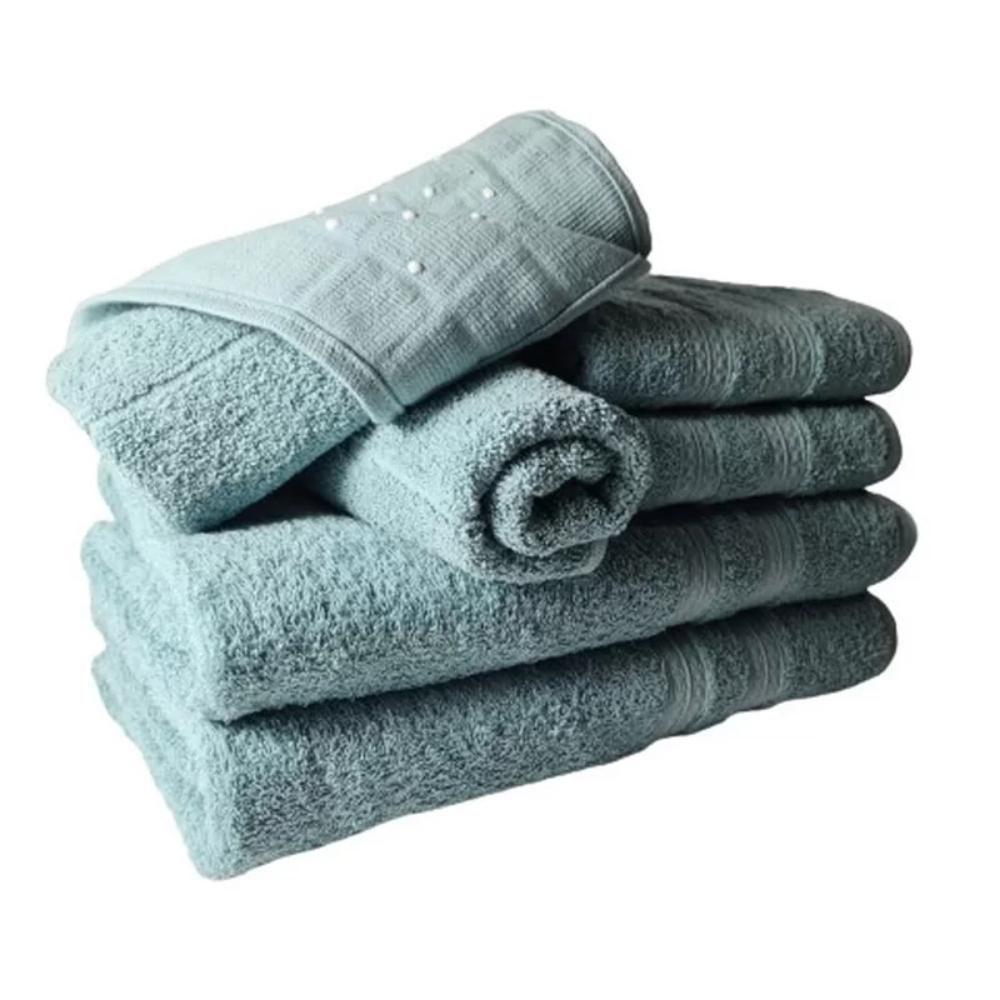 Jogo De Toalhas 6 Pçs Luxo 2 Banho 2 Rosto 2 Tapete Verde - 1