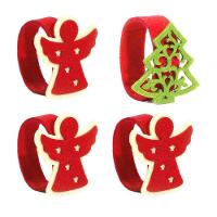 Jogo Porta Guardanapo Natal Anjo Pinheiro Verde Anel 4 Peças - 2