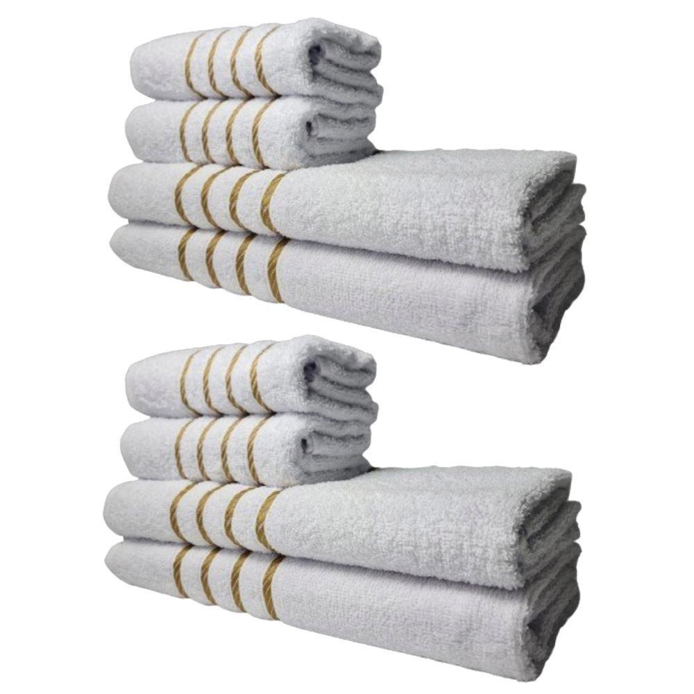 Kit 8 Toalhas Grossas E Grandes Dubai 4 Banhos 4 Rostos Branco - 1