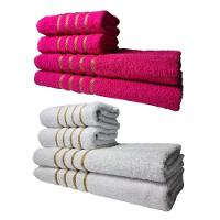 Kit 8 Toalhas Grossas E Grandes Dubai 4 Banhos 4 Rostos Rosa+branco - 1