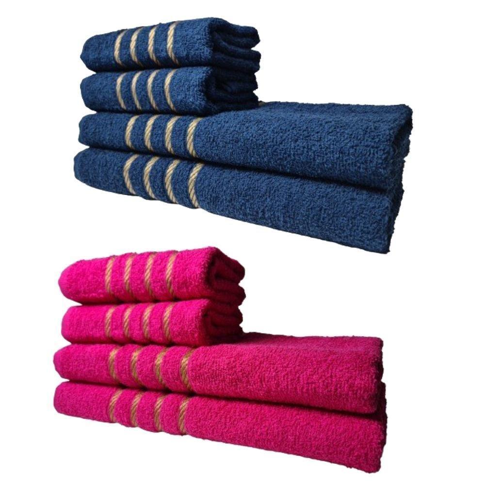 Kit 8 Toalhas Grandes Dubai 4 Banhos 4 Rostos Azul+rosa - 1