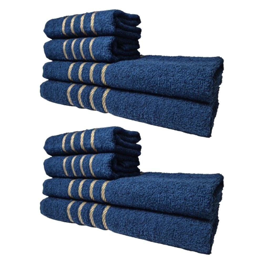 Kit 8 Toalhas Grossas E Grandes Dubai 4 Banhos 4 Rostos Azul - 1
