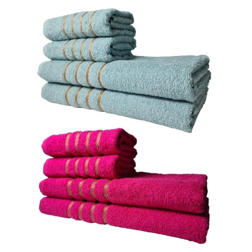 Kit 8 Toalhas Grandes Dubai 4 Banhos 4 Rostos Verde+rosa - 1